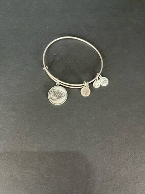 Alex and Ani NFL Kansas City Chiefs Silver Tone Bangle Charm Bracelet